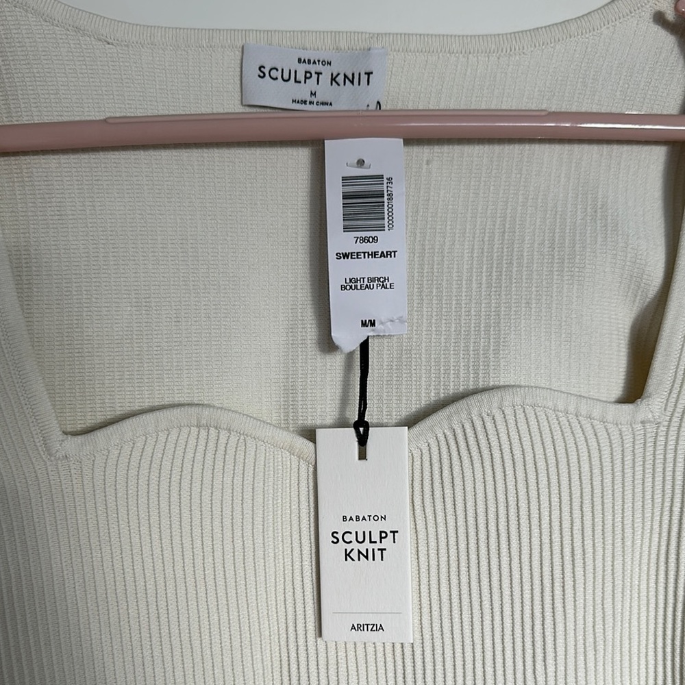 Babaton Ribbed Knit Top - White